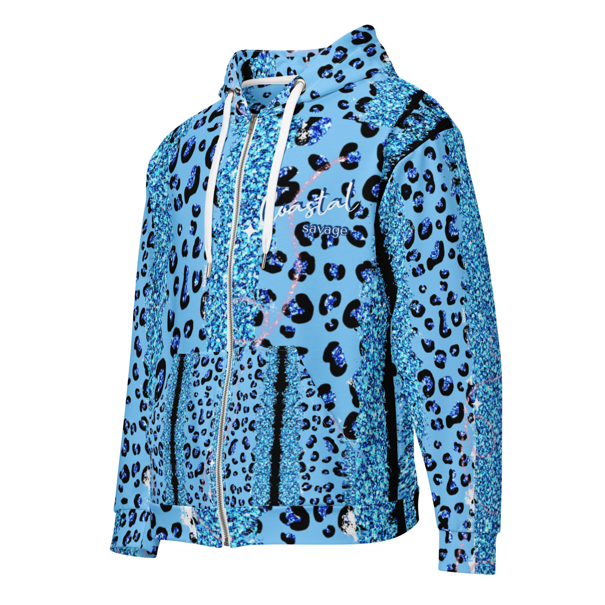 Comfeday® Zip Hoodie – (Deep Sea Leopard Print) – Coastal Savage