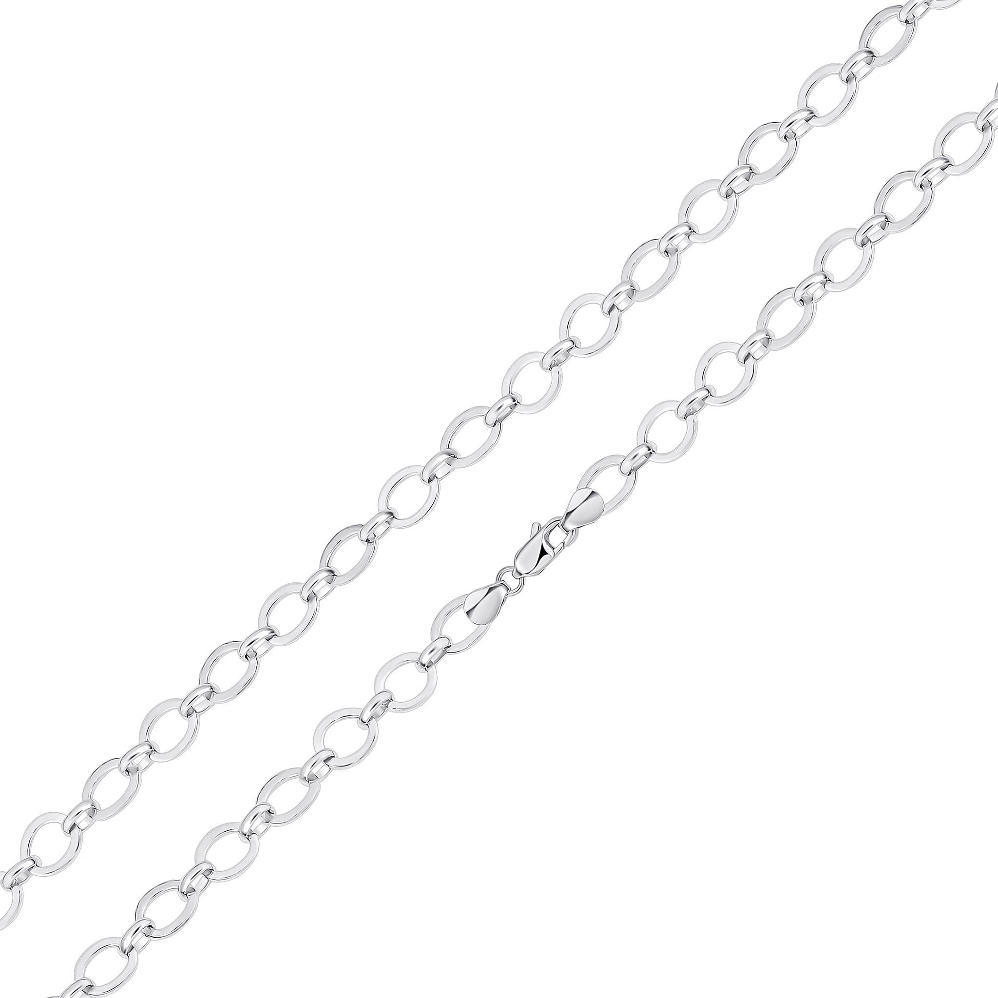 Handmade Sterling Silver Flat Oval Link Chain (20")