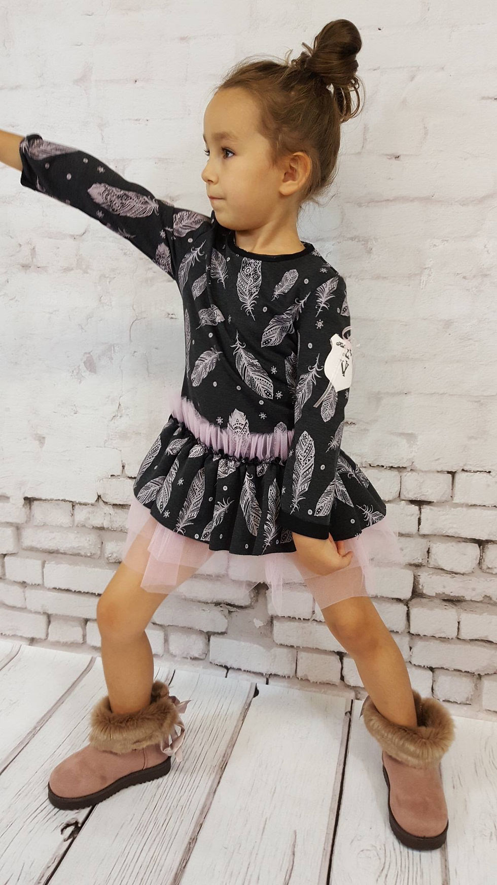 Thumbnail: Tunic Dress with feather print