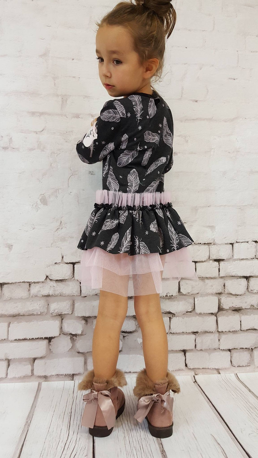 Thumbnail: Tunic Dress with feather print