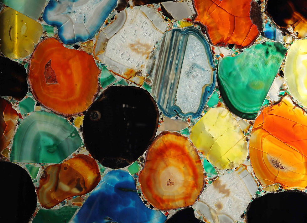 Multicolor Agate w/glass