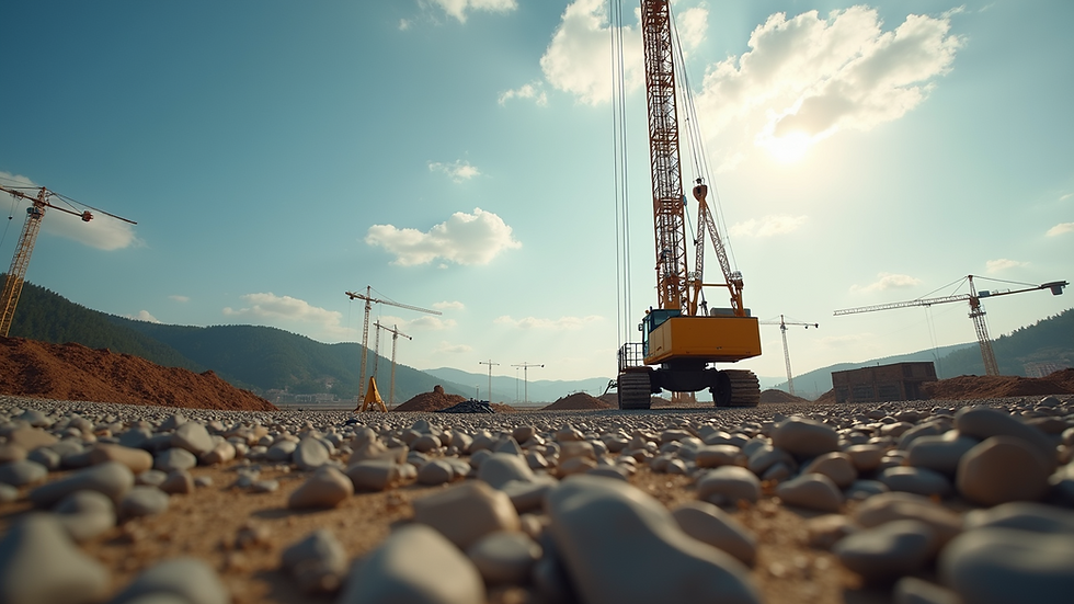 Eye-level view of a piling rig on a construction site