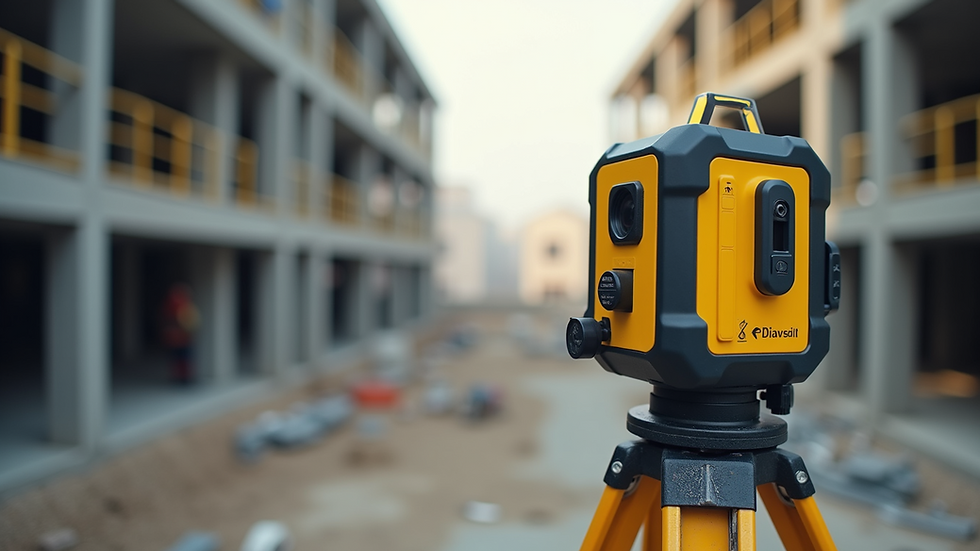 Close-up view of a laser level on a building site