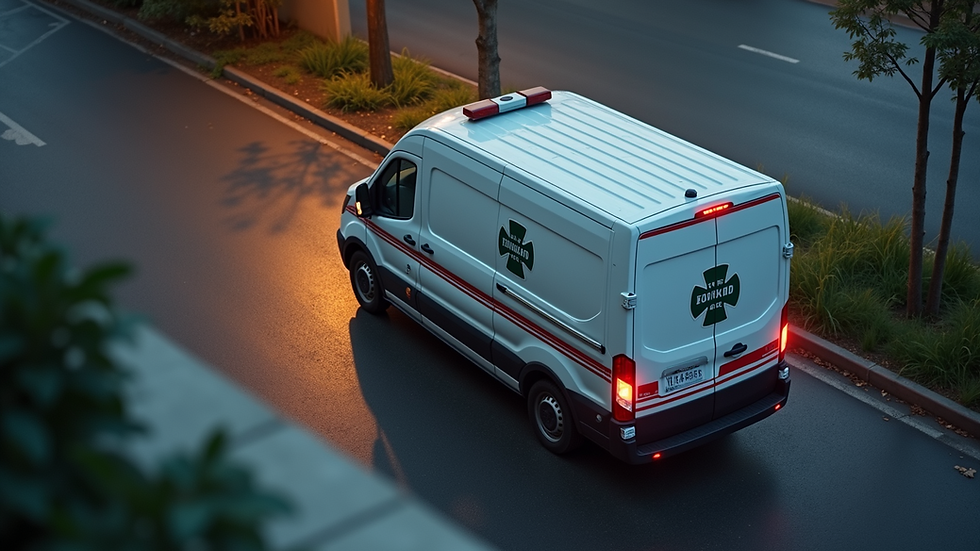 High angle view of a locksmith van ready for an emergency