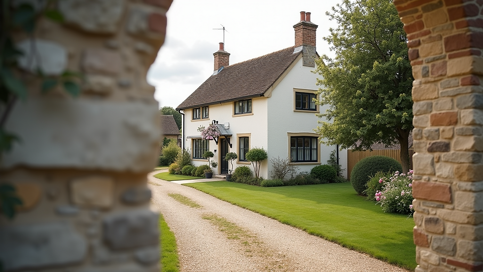 Eye-level view of a traditional home with lime-rendered exterior walls