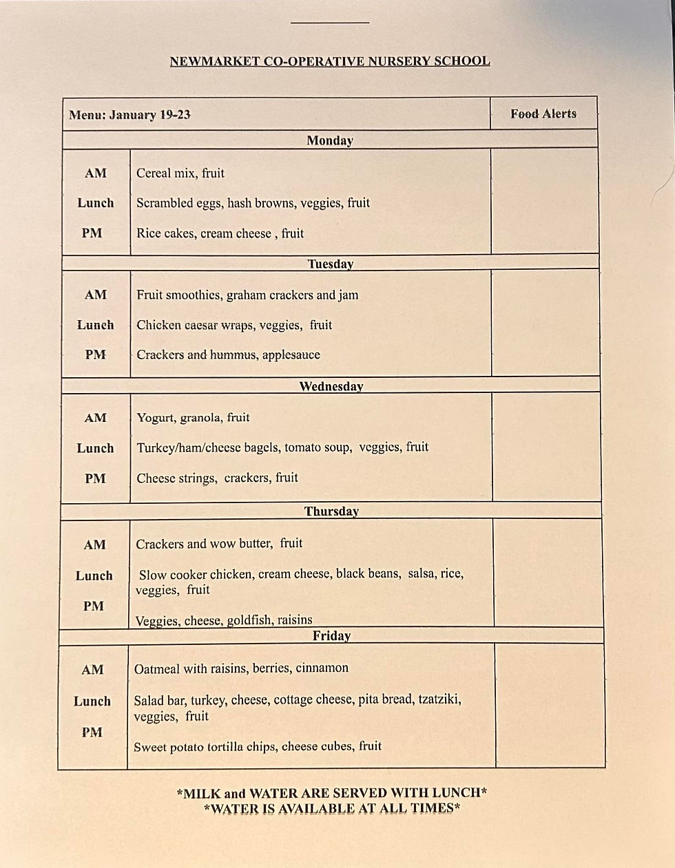sample menu 1