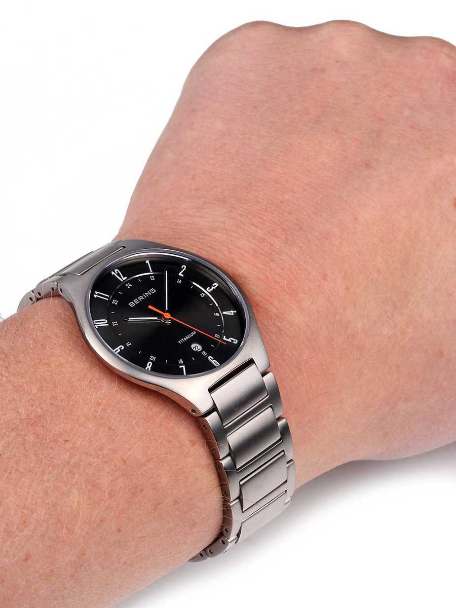 Thumbnail: BERING Time 11739-772 Mens Titanium Collection Watch with Titanium Band and scra