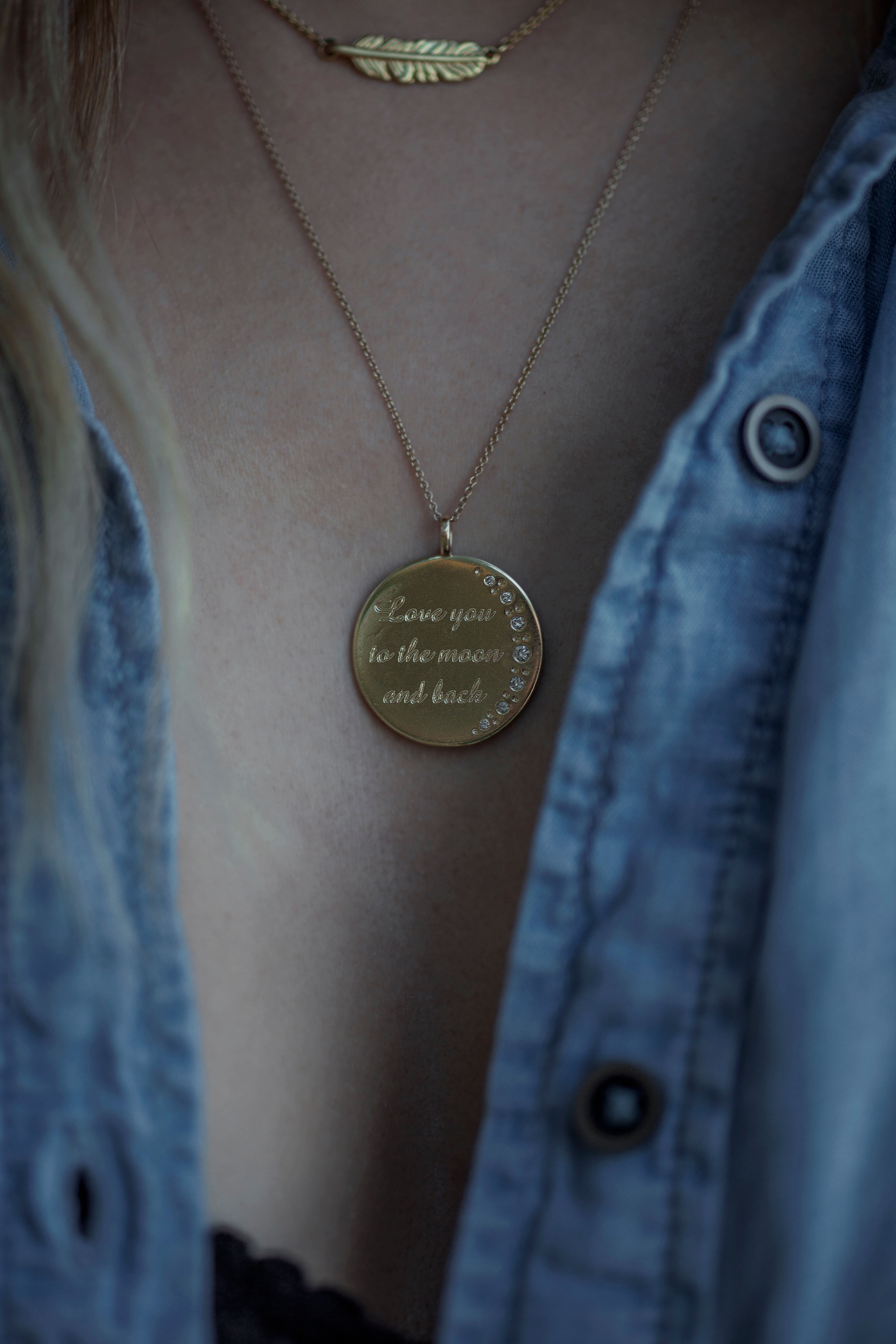 10 Karat Solid Gold "Love You to the Moon and Back" Custom Pendant