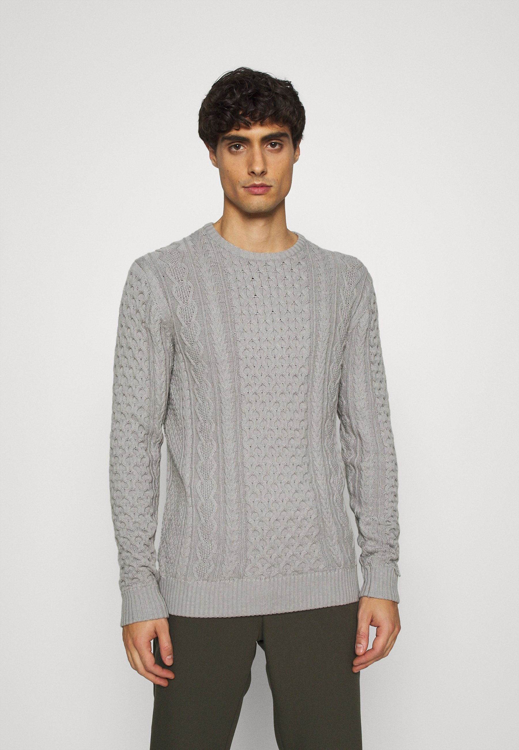 Indicode Belinski Knitted Jumper Light Grey Mix