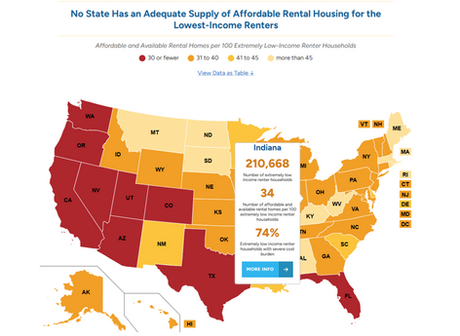 Map of the US overlayed with Affordable Rental Housing in Indiana