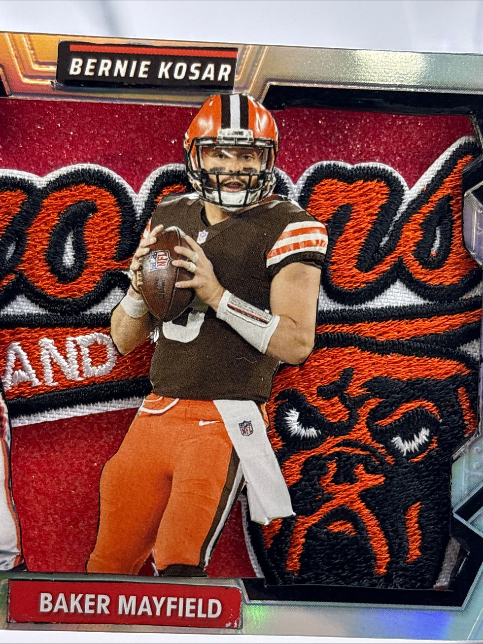 Thumbnail: Baker Mayfield and Bernie Kosar Custom 3D Patchframe Card