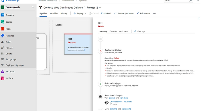 Azure governance screenshot