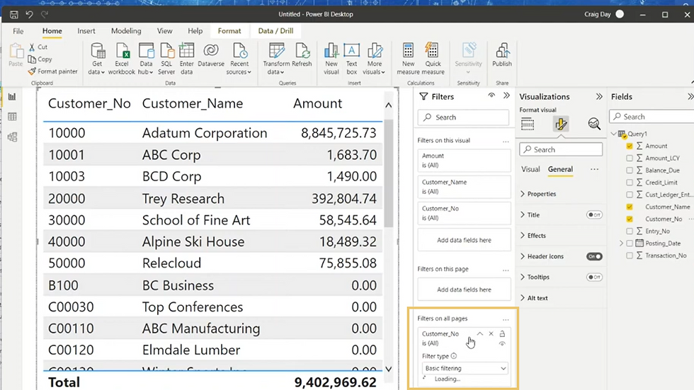 A screenshot showing how to add a new Power BI report to Microsoft Dynamics 365 Business Central.