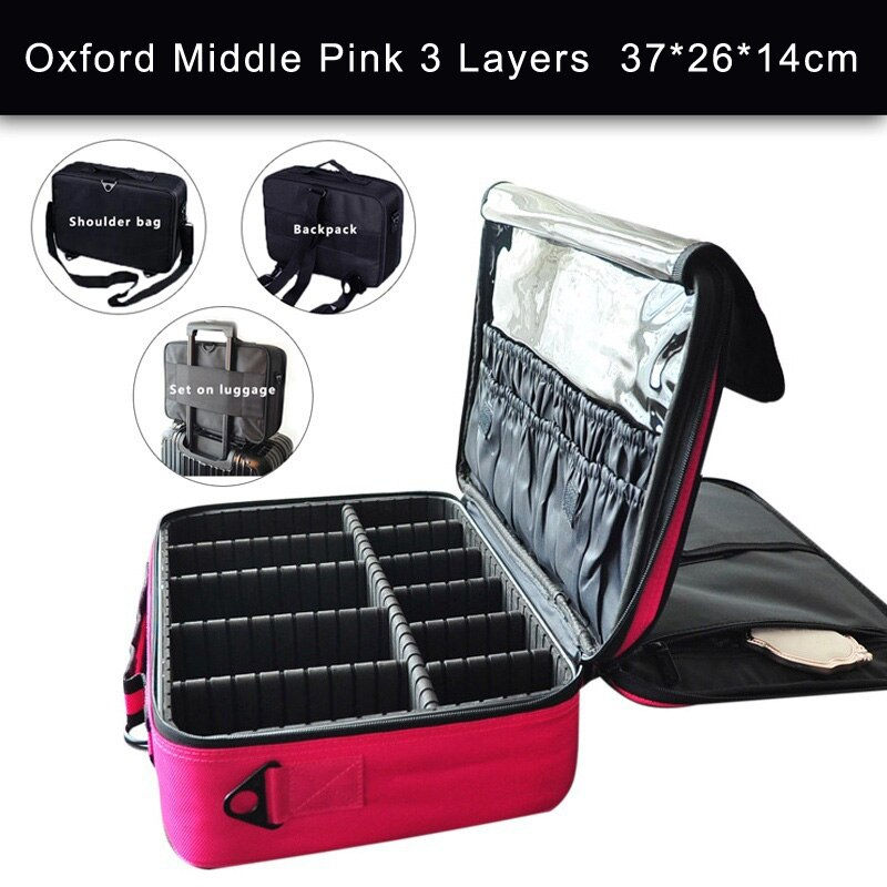 Thumbnail: Professional Leather Clapboard Cosmetic Bag Make Up Soft Sided