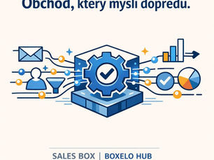 Ilustrace obchodního systému Sales BOX s automatizací, daty a reportingem