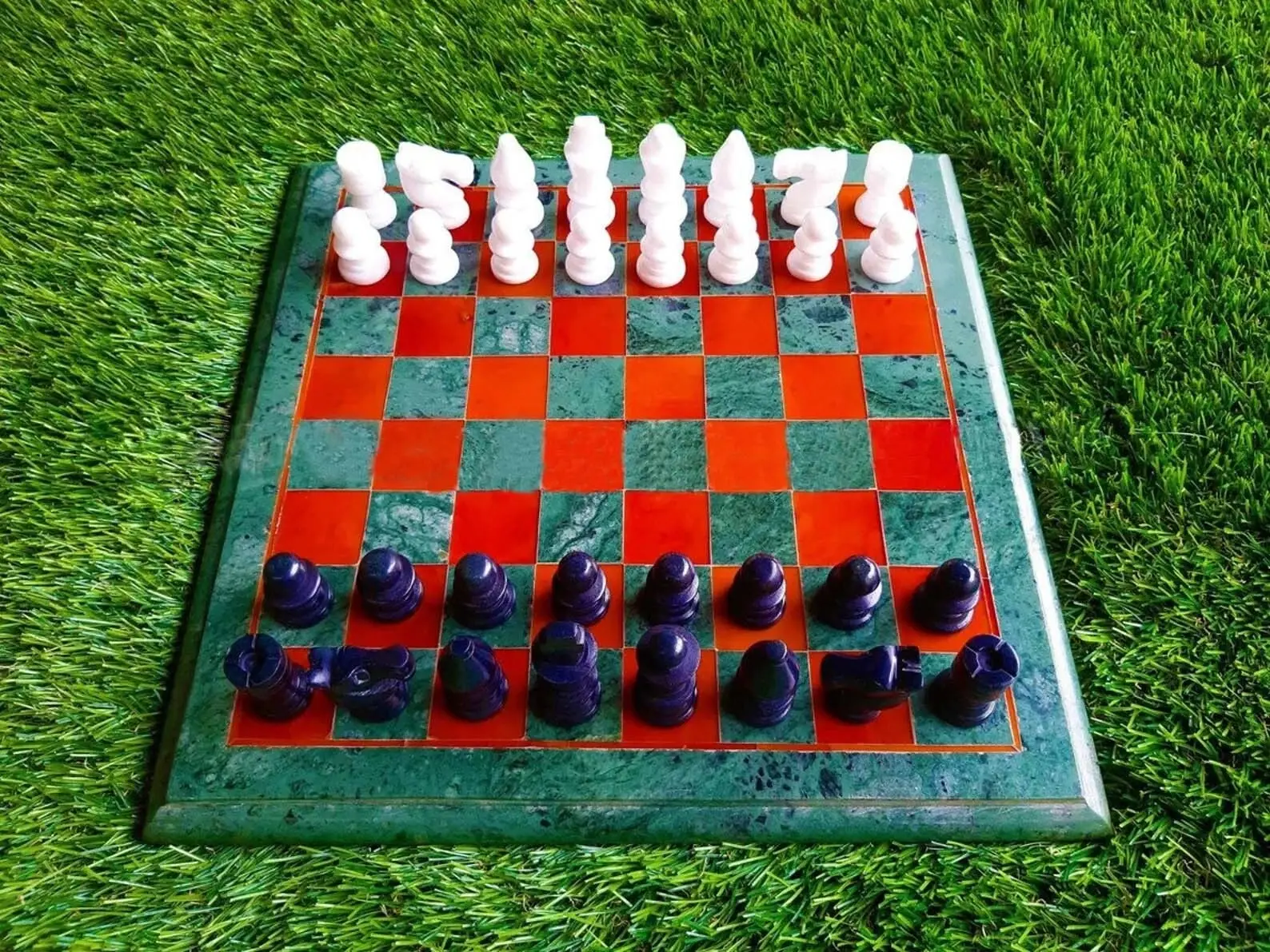 Green Marble Chess Table
