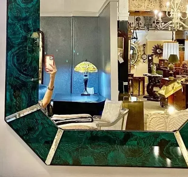 Thumbnail: Handmade Malachite Gemstone Wall Mirror