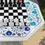 Thumbnail: White Marble Chess Table Semi Precious Stone Inlay Marquetry Art