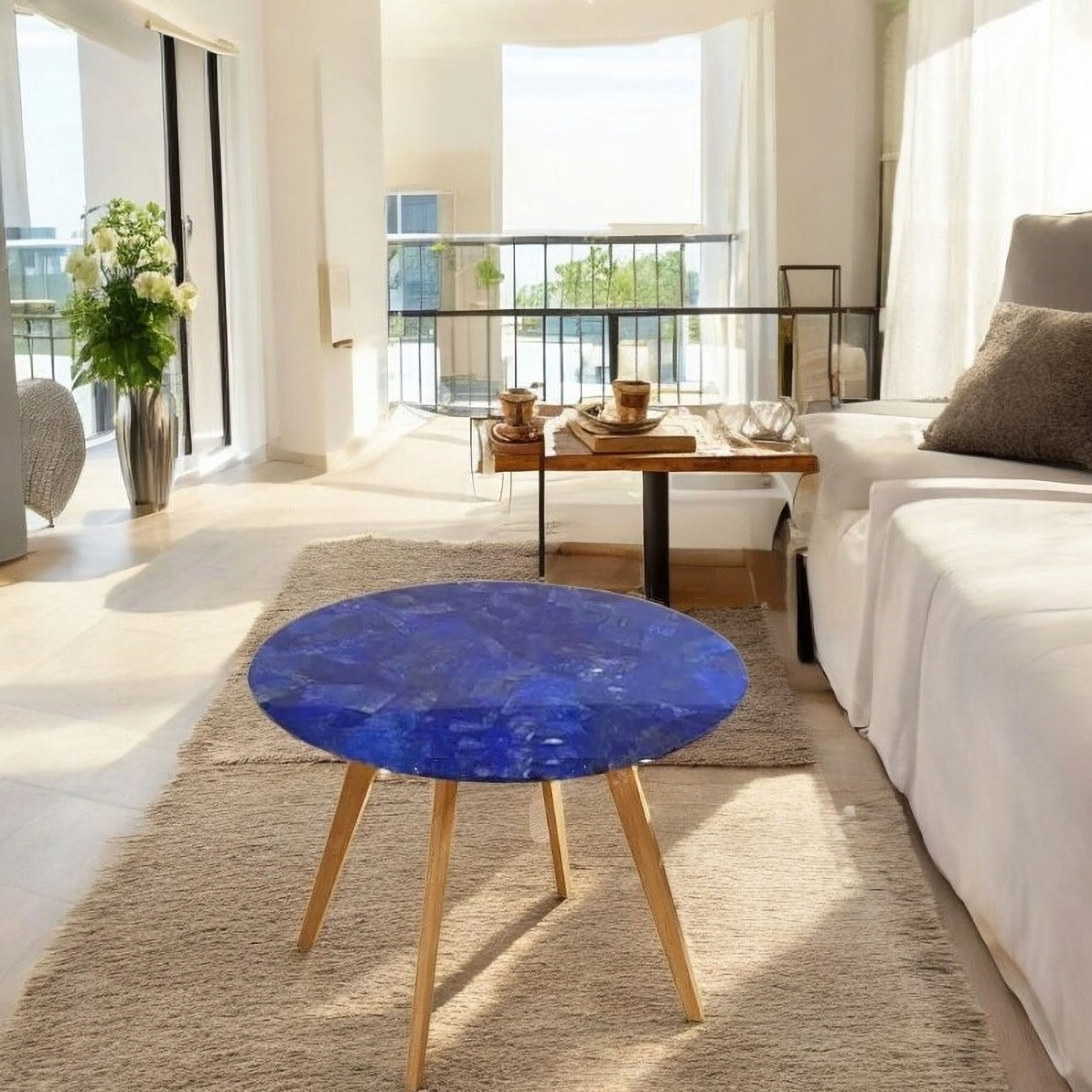 Round Lapis Lazuli Coffee Table Top
