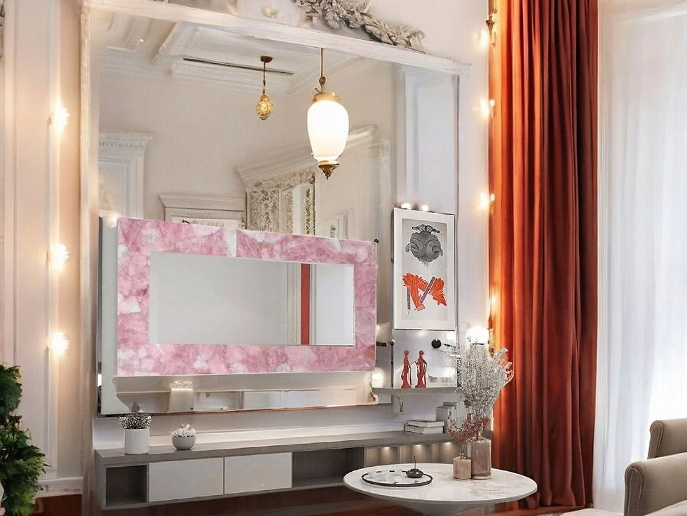 Rose Quartz Gemstone Wall Mirror