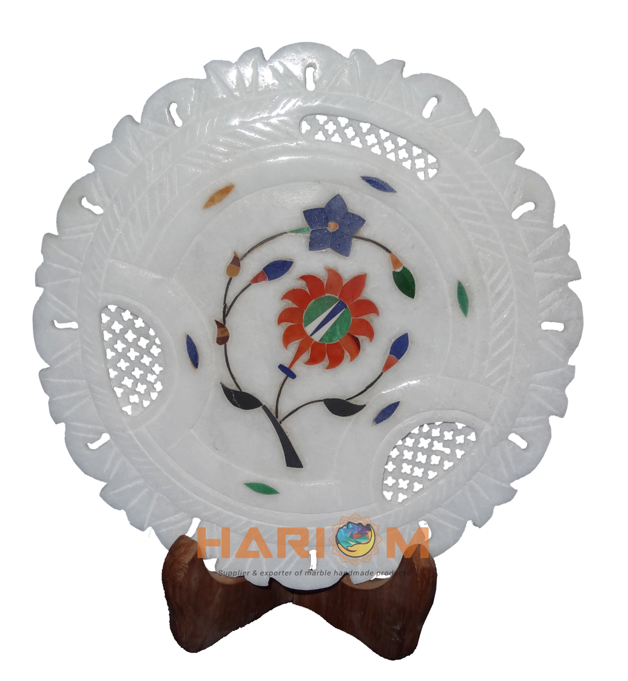 Marble White Inlay Plate For Home Decor and Gifts