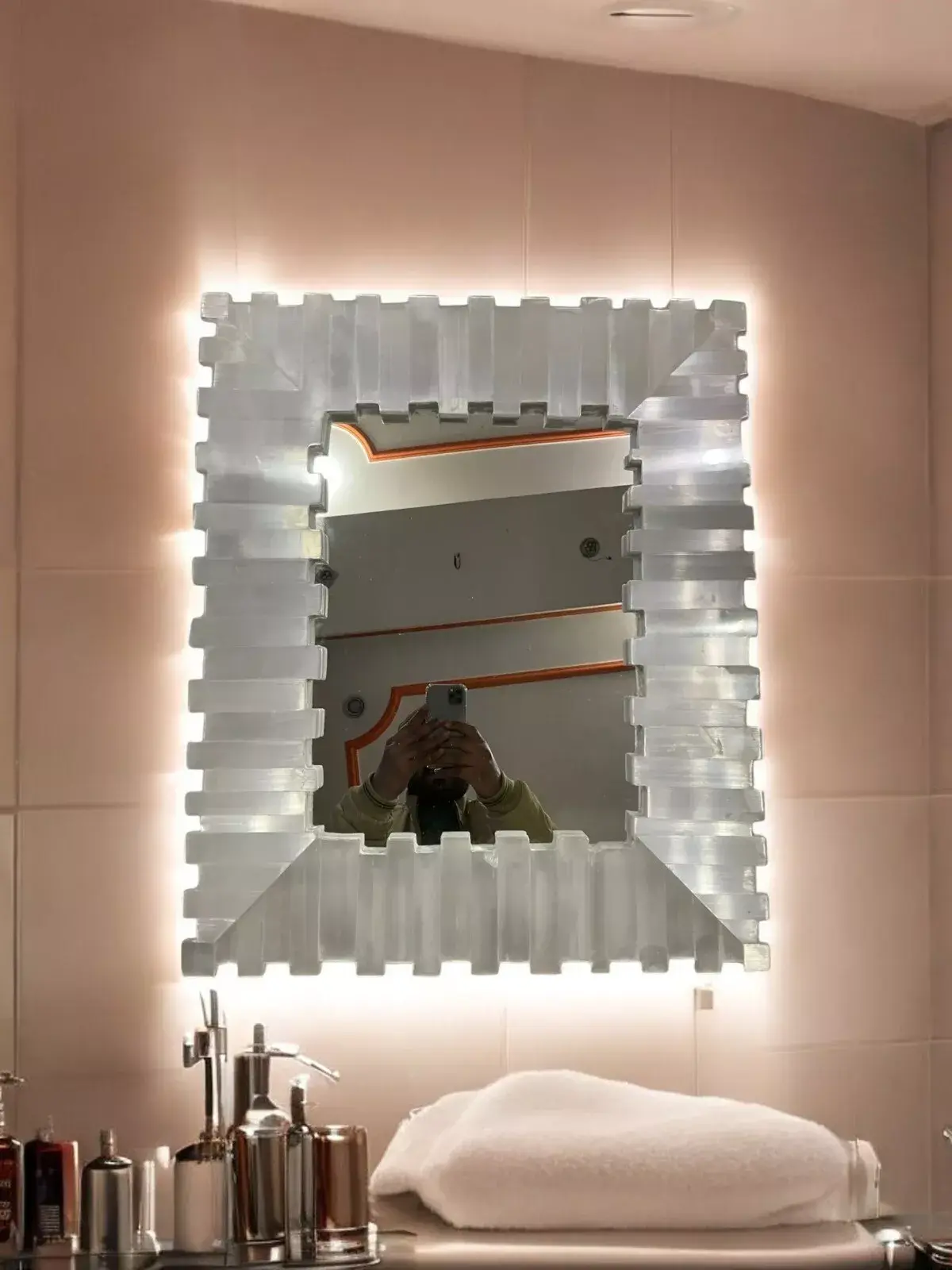 selenite stone wall mirror