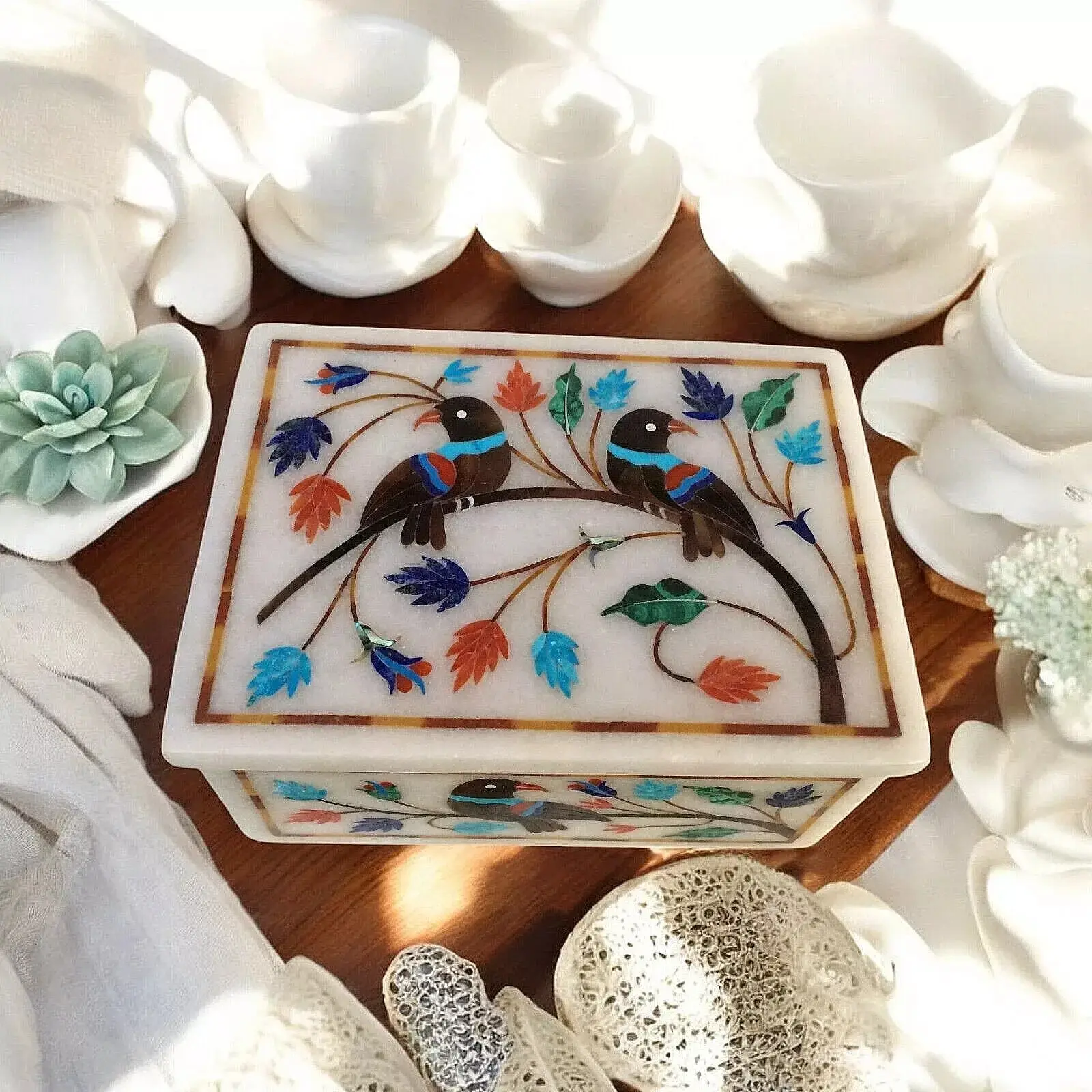White Marble Trinket Jewelry Box