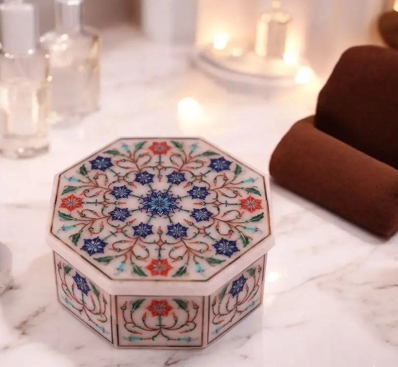 Thumbnail: Handmade Marble Inlay Jewelry Box