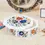 Thumbnail: Round White Marble Abalone Shell Jewelry Box Floral Inlay Wedding Gift