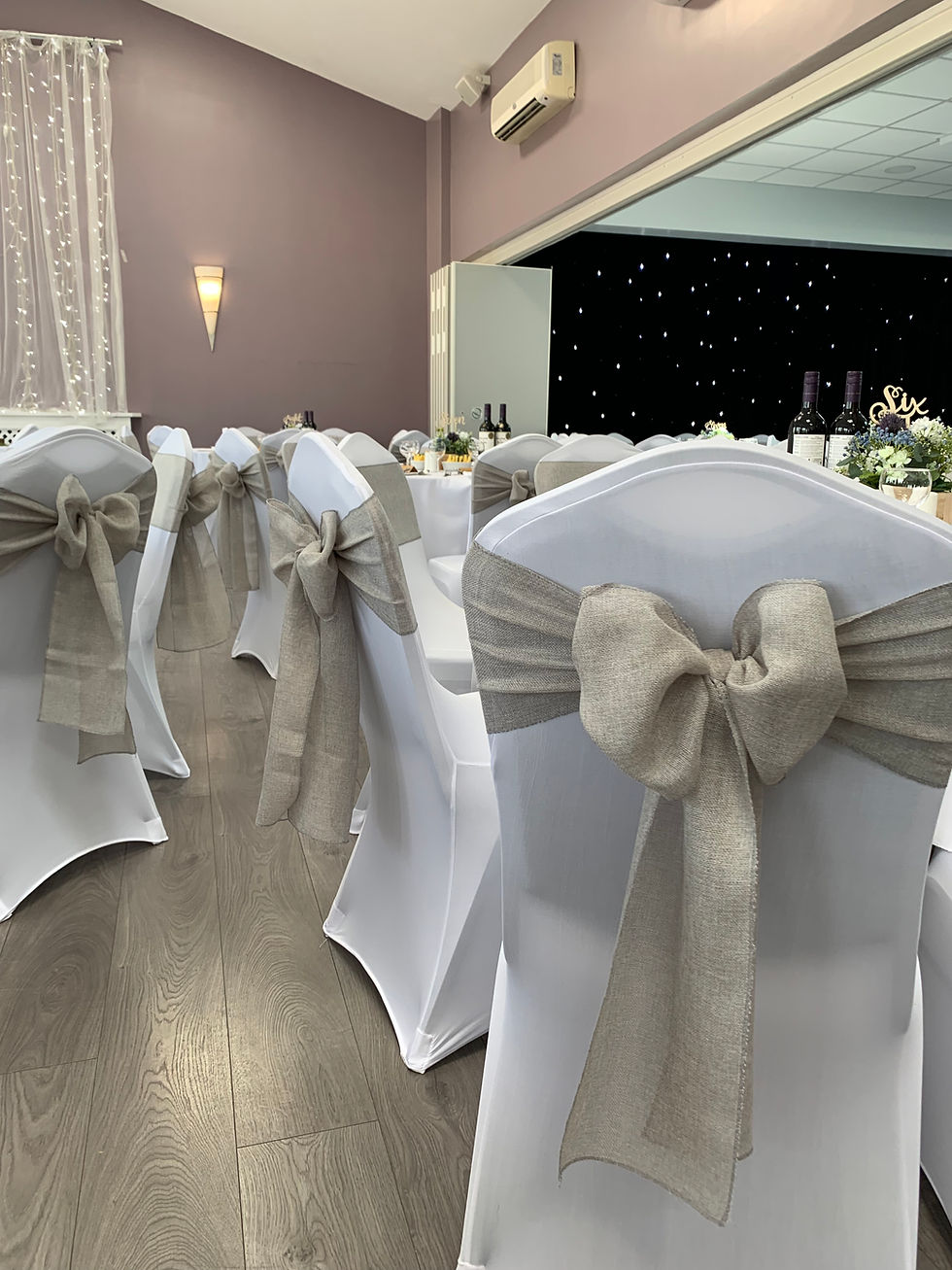 Thumbnail: Chair Cover & Linen Sash (Hessian)