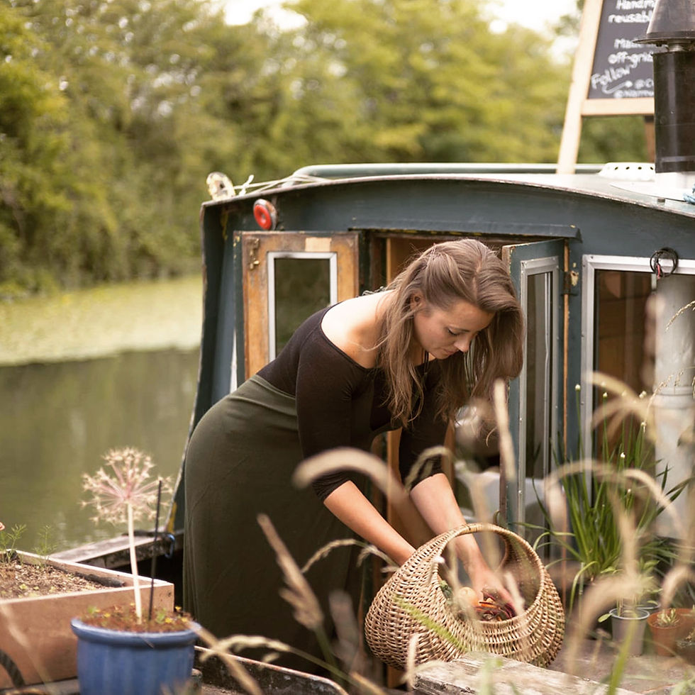 Woman on her narrowboat