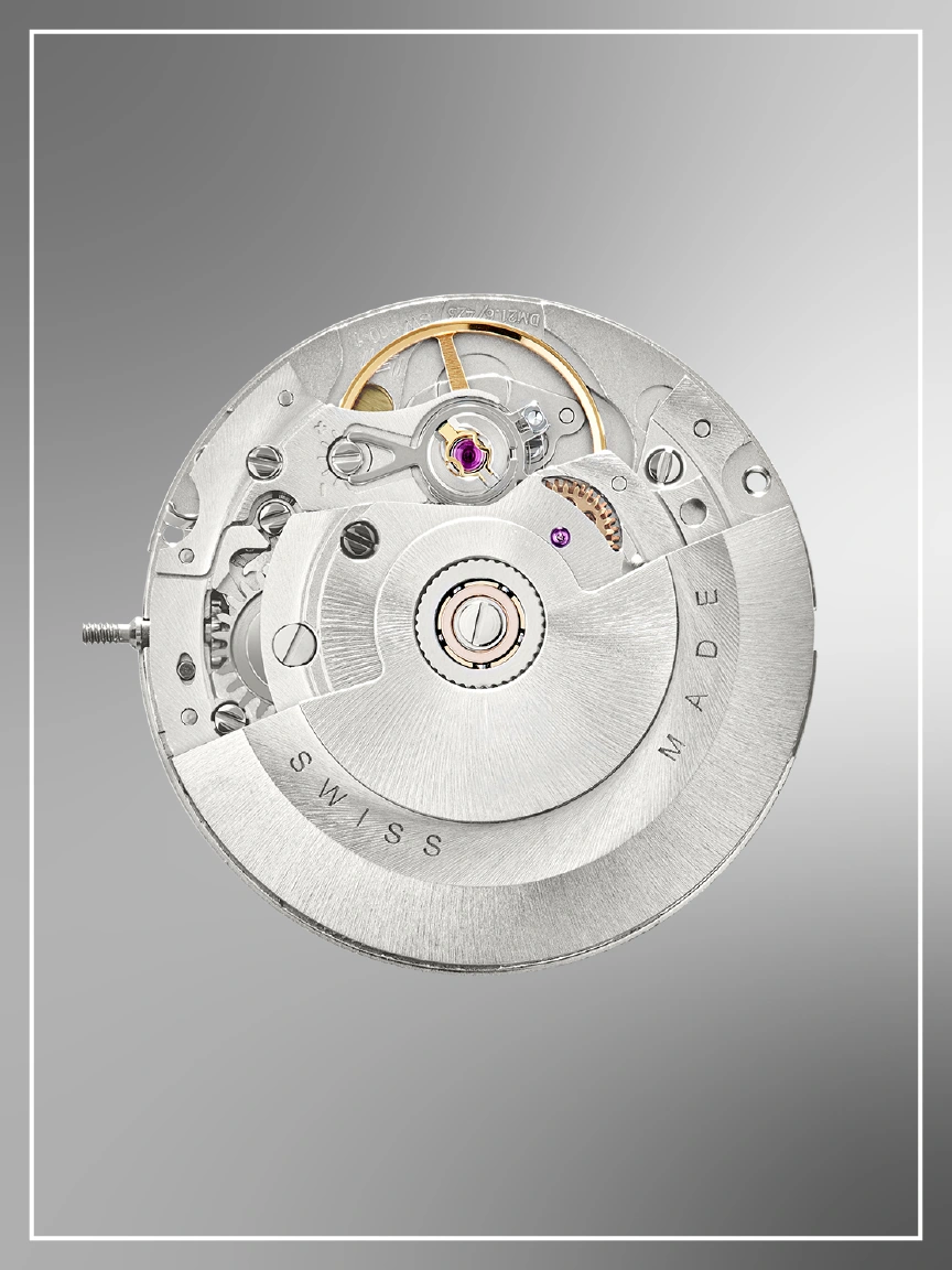 Swiss Sellita SW200-1b movement in grey background