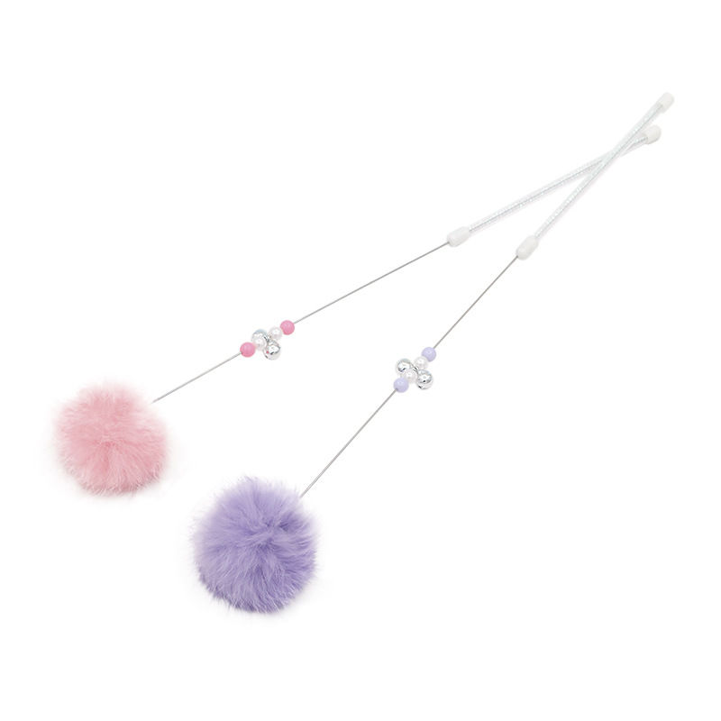Thumbnail: Colorful Pom Pom Cat Teaser Wand with Bell Toy