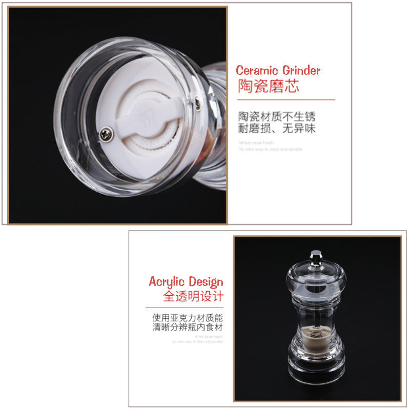 Thumbnail: KG-036 Clear Acrylic Pepper Grinder  Refillable Salt  Adjustable Coarse Mills