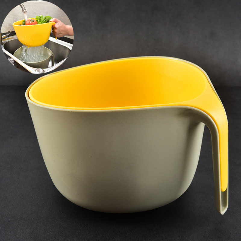 Thumbnail: KG-101  Washing Food Double Layer Drain Basket Bowl Salad Mix Bowl Plastic Kitch