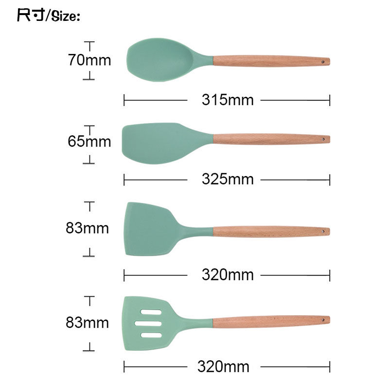 Thumbnail: UT-005 Set of 9pcs Utensils With Beech Wood Handle