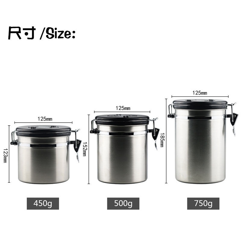 Thumbnail: CI-001 Stainless Steel Coffee Grounds & Beans Container with Date-Tracker
