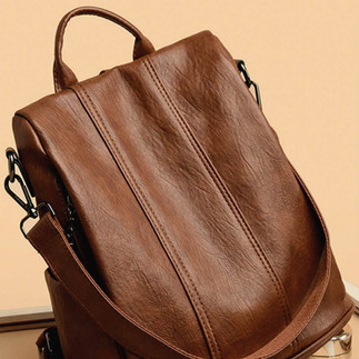Brown leather backpack