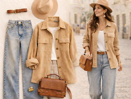 Camel & Denim Smart Casual Outfit -