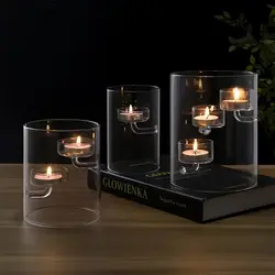 European Style Cylinder Hurricane Glass Candle Holder