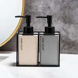 Iron Frame Stone-Proof Ceramic Lotion Dispensing Set with Name Iron Frame Stone-Proof Ceramic Lotion