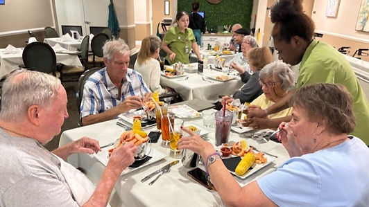 Residents and Guests Enjoying Dinner in Chef's Pick