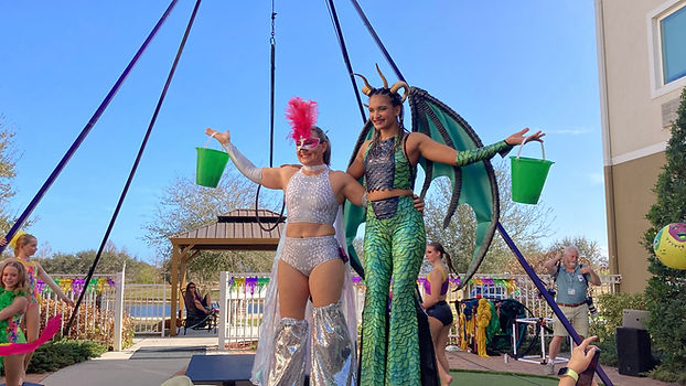 Mardi Gras Performers in Courtyard