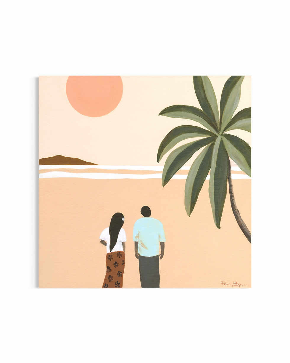 The Beach and Beyond limited edition fine art print by Penny Byrne – sun-drenched summer coastal scene with tropical light