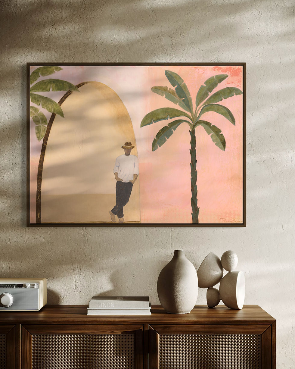 Just Chillin' limited edition fine art print by Penny Byrne – relaxed tropical beach scene with warm light and easy coastal l