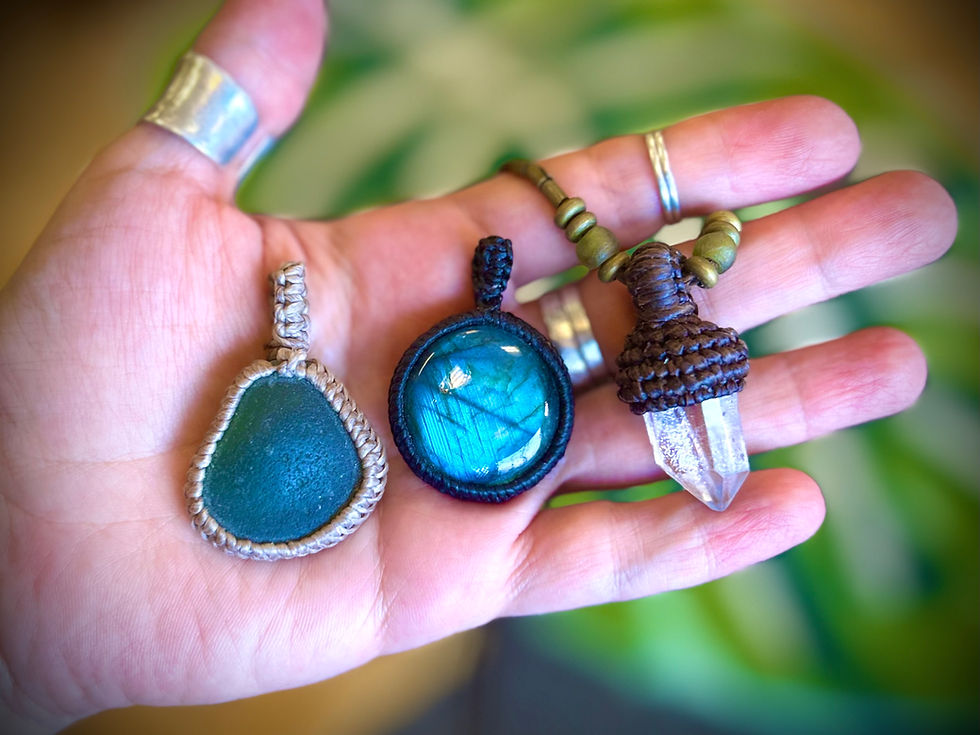 Macrame Stone Wrap Necklaces