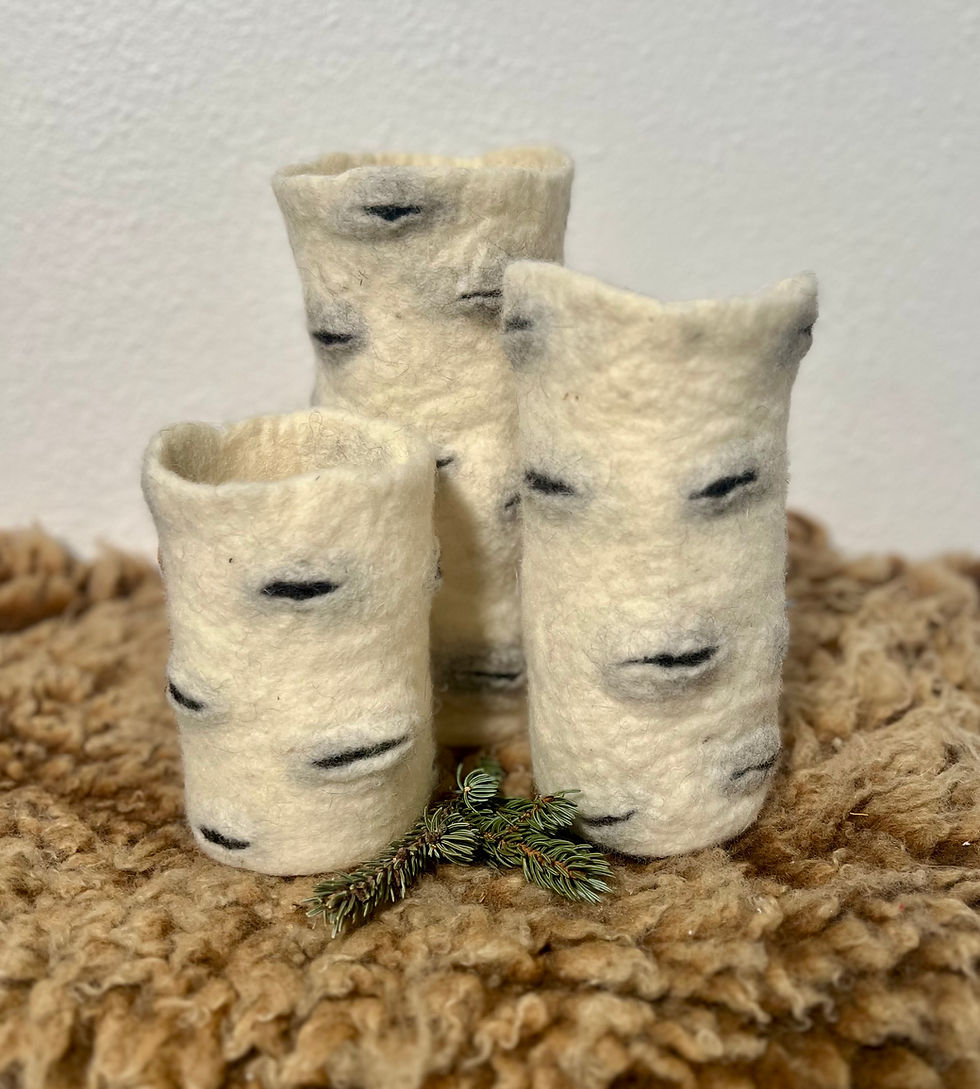 Wet Felted Birch Vase