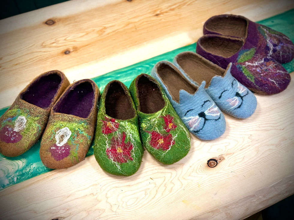 Wet Felted Custom Fit Merino Wool Slippers for Beginners