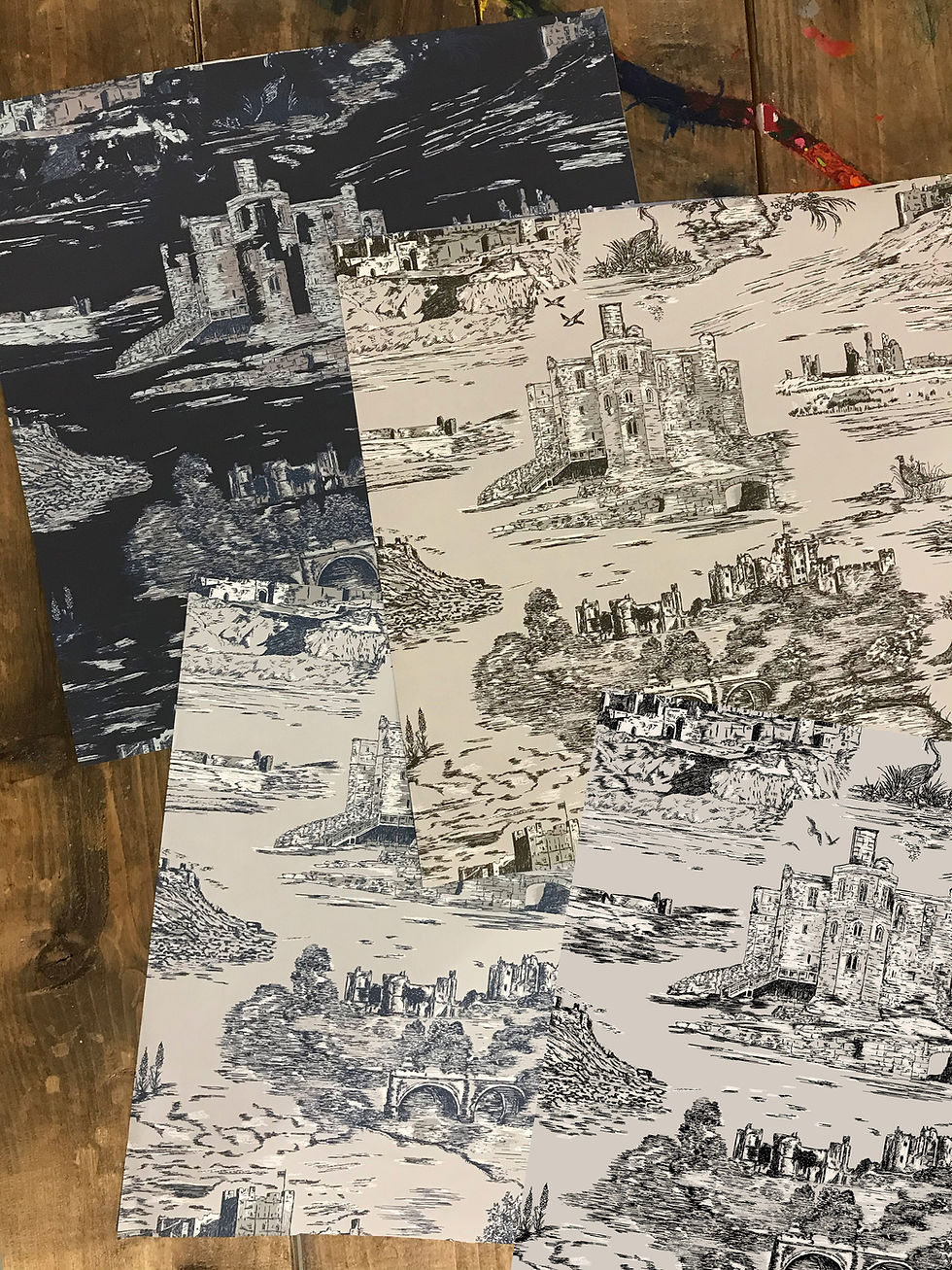 Thumbnail: CASTLES and COASTS- Navy- Classic Finish wallpaper