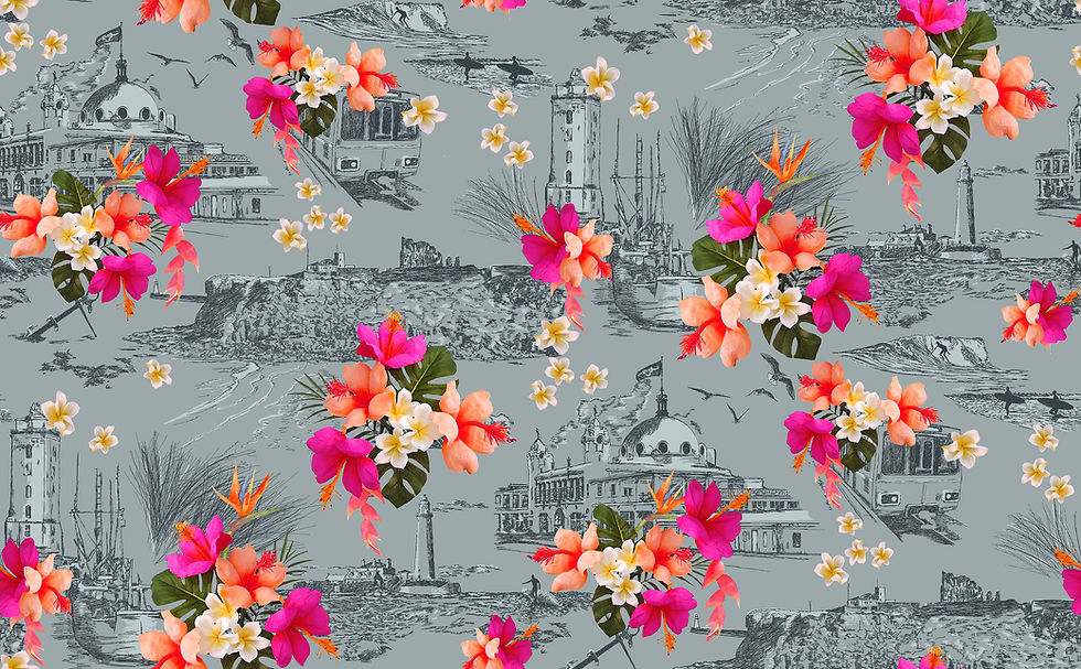 Thumbnail: Whitley Bay Breeze Bouquet -Grey-Shimmer-Wallpaper